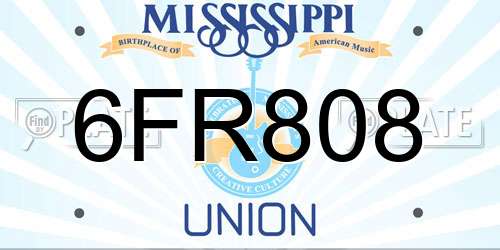 6FR808 Mississippi License Plate