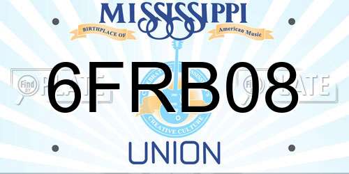 6FRB08 Mississippi License Plate