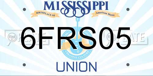 6FRS05 Mississippi License Plate