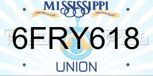 6FRY618 Mississippi License Plate