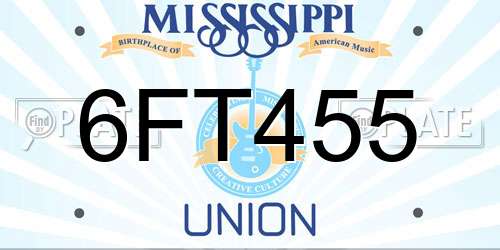 6FT455 Mississippi License Plate