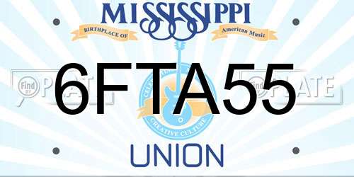 6FTA55 Mississippi License Plate