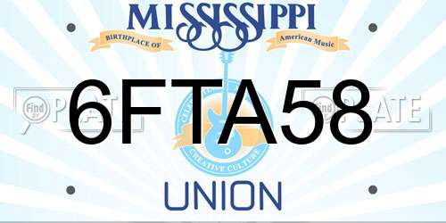 6FTA58 Mississippi License Plate