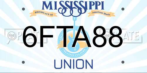 6FTA88 Mississippi License Plate