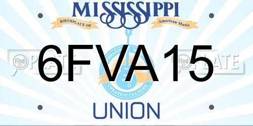 6FVA15 Mississippi License Plate