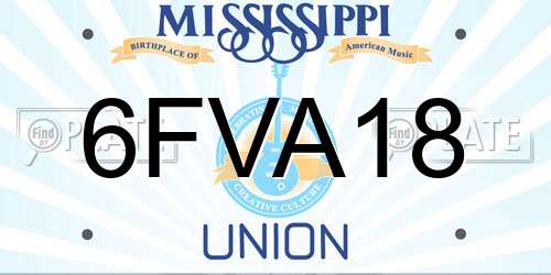 6FVA18 Mississippi License Plate