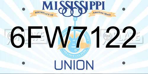 6FW7122 Mississippi License Plate