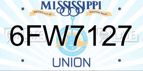 6FW7127 Mississippi License Plate