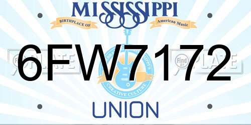 6FW7172 Mississippi License Plate