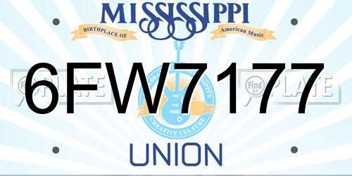 6FW7177 Mississippi License Plate