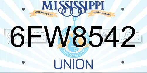 6FW8542 Mississippi License Plate