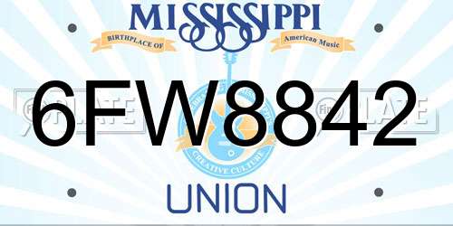 6FW8842 Mississippi License Plate