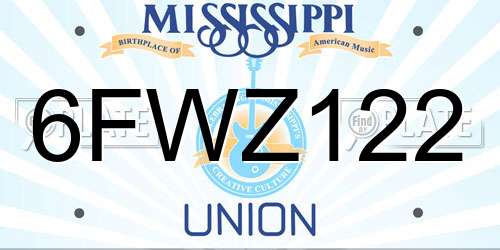 6FWZ122 Mississippi License Plate
