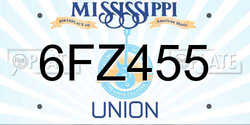 6FZ455 Mississippi License Plate