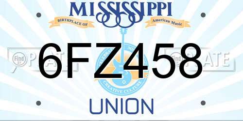 6FZ458 Mississippi License Plate