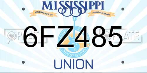 6FZ485 Mississippi License Plate