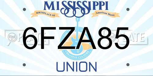 6FZA85 Mississippi License Plate