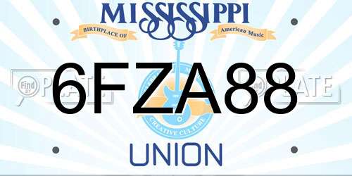 6FZA88 Mississippi License Plate
