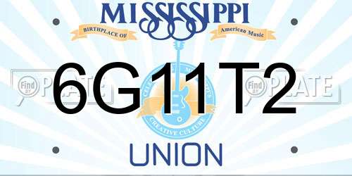 6G11T2 Mississippi License Plate