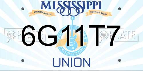6G11T7 Mississippi License Plate
