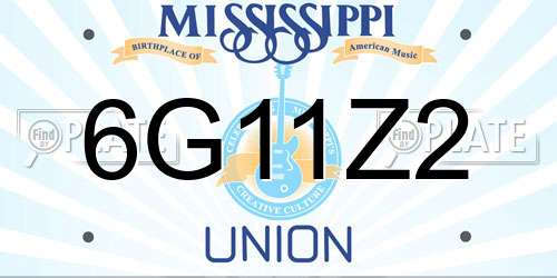 6G11Z2 Mississippi License Plate
