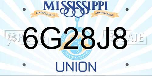6G28J8 Mississippi License Plate