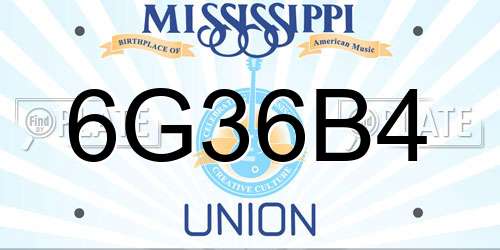 6G36B4 Mississippi License Plate