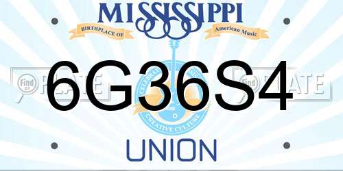 6G36S4 Mississippi License Plate