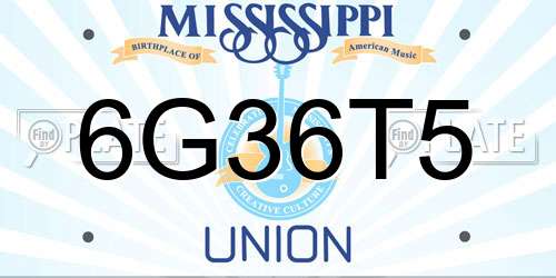 6G36T5 Mississippi License Plate