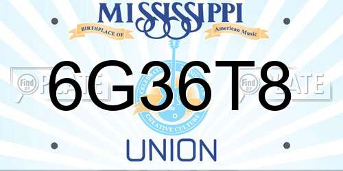 6G36T8 Mississippi License Plate