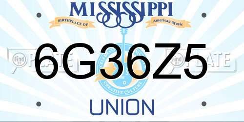 6G36Z5 Mississippi License Plate