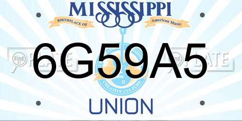 6G59A5 Mississippi License Plate