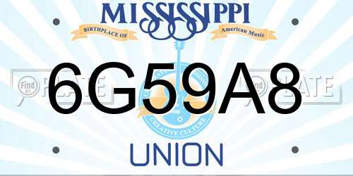 6G59A8 Mississippi License Plate