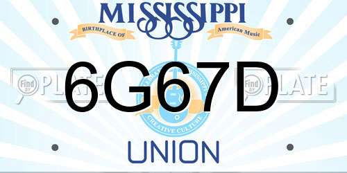 6G67D Mississippi License Plate