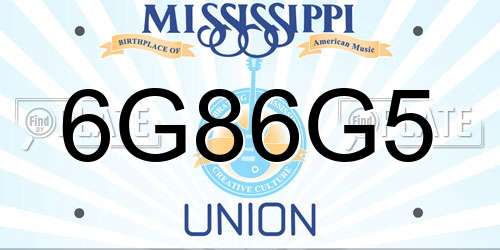 6G86G5 Mississippi License Plate