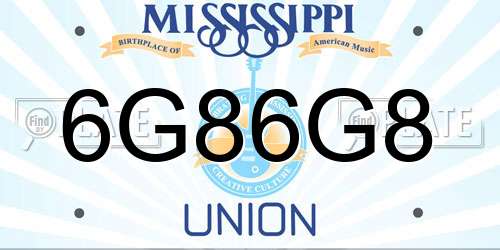 6G86G8 Mississippi License Plate