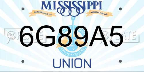 6G89A5 Mississippi License Plate
