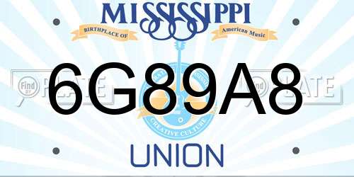 6G89A8 Mississippi License Plate