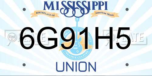 6G91H5 Mississippi License Plate