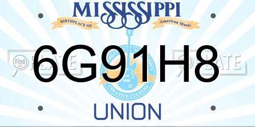 6G91H8 Mississippi License Plate
