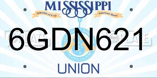 6GDN621 Mississippi License Plate