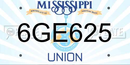6GE625 Mississippi License Plate