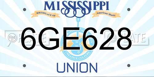 6GE628 Mississippi License Plate