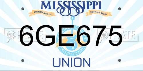 6GE675 Mississippi License Plate