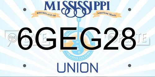 6GEG28 Mississippi License Plate