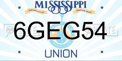 6GEG54 Mississippi License Plate