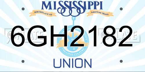 6GH2182 Mississippi License Plate