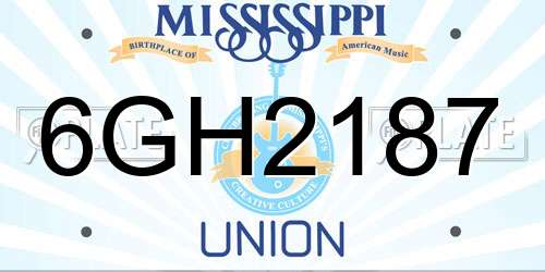 6GH2187 Mississippi License Plate