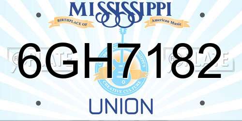6GH7182 Mississippi License Plate