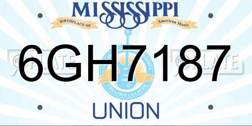 6GH7187 Mississippi License Plate